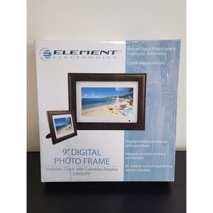 9" Digital Photo Frame With Clock & Calendar Display 128MB